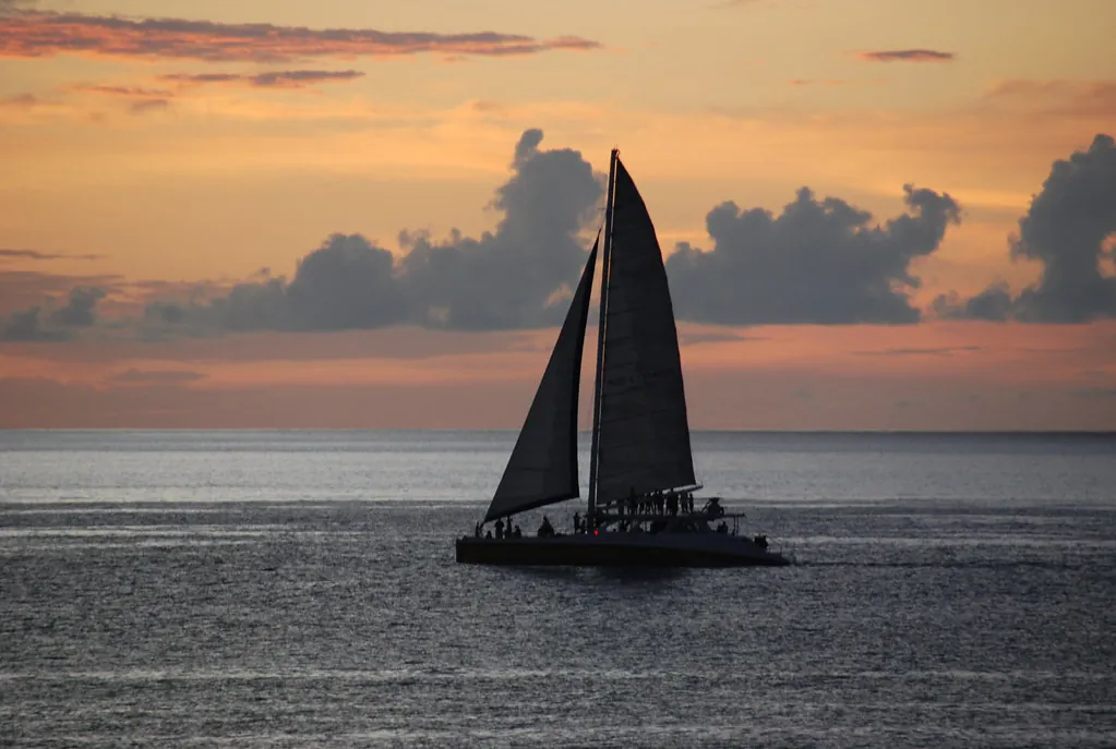 Barbados Sailboat at Sunset